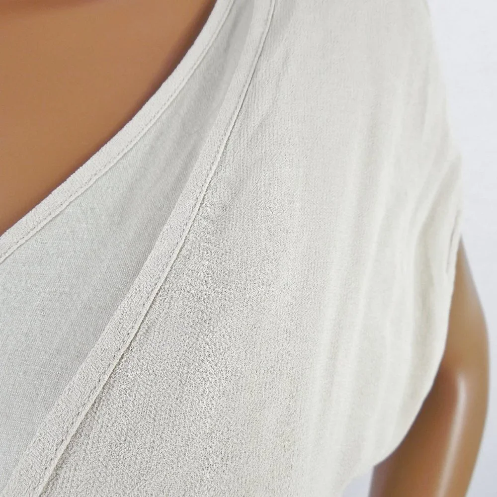 CHICO'S Top M Sz 1 Beige/Tan Knit Tunic Blouse Chiffon Overlay Relaxed Fit - Picture 4 of 11